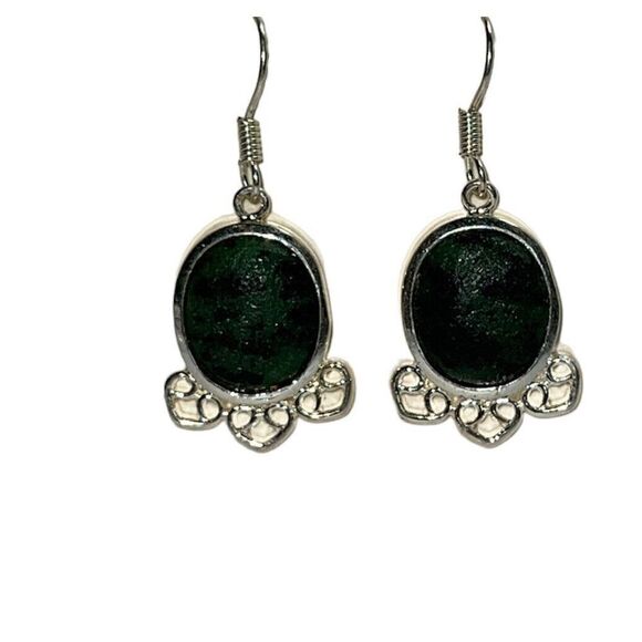 Zoisite Earrings, Sterling Silver Hand Carved Earrings, NWOT - Picture 1 of 7
